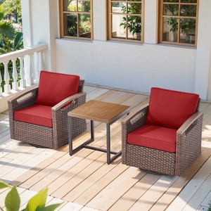 Outdoor Swivel Rocker Patio Chairs Thickened Cushions Swivel Chairs for Porch - 1 of 4