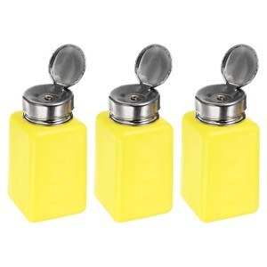 Unique Bargains Plastic Makeup Remover Nail Polish Push Down Alcohol Dispenser Bottles 3 Pcs 6.7oz Yellow - 1 of 4