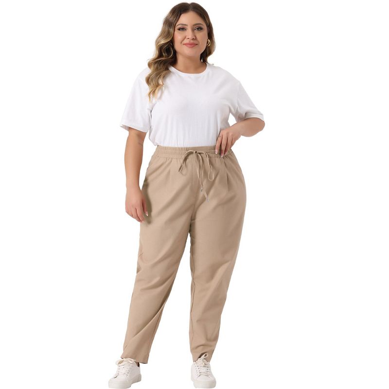 Agnes Orinda Women's Plus Size Straight Leg Drawstring Elastic Loose Comfy with Pockets Lounge Pants, 3 of 6