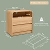 SinCiDo 25" Tall Modern Nightstand, Wood Bedside Table w/Charging Station & 2 Drawers, Mid Century End Table for Bedroom, Living Room - 2 of 4