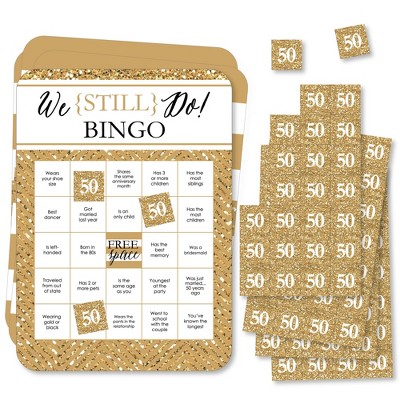 Big Dot of Happiness We Still Do - 50th Wedding Anniversary -  Find the Guest Bingo Cards and Markers - Anniversary Party Bingo Game - Set of 18