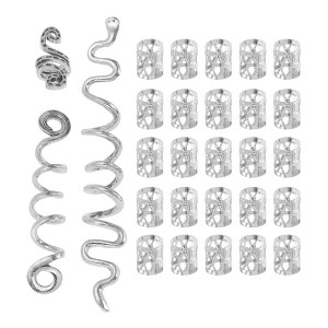 Unique Bargains Hollow Snake-shaped Hair Cuffs Dreadlock 28 Pcs - 1 of 4