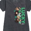 - Barbie - Group Lucky Graphic Short Sleeve Fleece Dress - 2 of 3