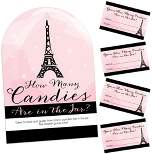Big Dot of Happiness Paris, Ooh La La - How Many Candies Paris Themed Baby Shower or Birthday Party Game - 1 Stand and 40 Cards - Candy Guessing Game