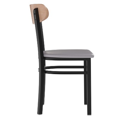 Modern Birchwood Gray Vinyl High-Capacity Dining Chair