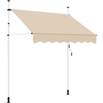 Yaheetech 2m L Manual Retractable Awning With Adjustable  Angle & Height For Patio, Balcony, Courtyard, Porch, Deck