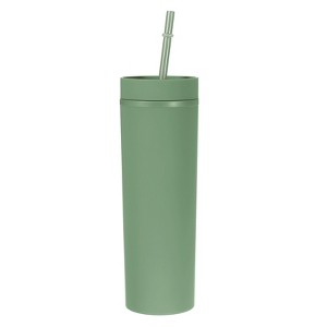 Unique Bargains Skinny Tumbler with Lids and Straws 16 OZ - 1 of 4