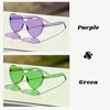 4E's Novelty Heart Shaped Sunglasses for Women, 2 Pack Green & Purple, Trendy Festival & Party Glasses for Teens & Adults - 3 of 4