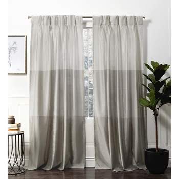 Exclusive Home Curtains Chateau Light Filtering Pinch Pleat Curtain Panels, 84" Length, Black Pearl, Set of 2