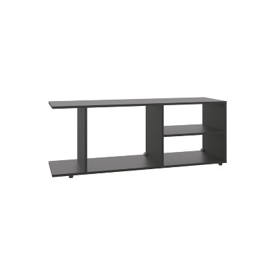 Vynxaria Modern Entertainment Center 17.8" H with 4 Shelves, Black Finish