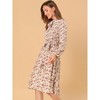 INSPIRE CHIC Women's Tie Neck Chiffon Long Sleeves Vintage Belted Floral Dress - 4 of 4