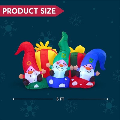 Festive 6 FT Inflatable Christmas Gnomes with LED Lights