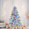 4FT,6FT,7.5FT Pre-Lit Spruce Snow Flocked Christmas Tree, Artificial Hinged Xmas Tree with 8 Flashing Modes, Holiday Office Home Décor - Maison Boucle - 2 of 4