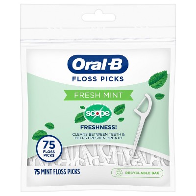 Oral-B Burst of Scope Dental Floss Picks, Fresh Mint, 75 ct