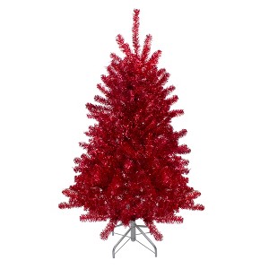 Northlight 4.5' Metallic Red Tinsel Artificial Christmas Tree - Unlit - 1 of 4