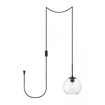 Elegant Lighting Baxter 1 Light Black plug-in pendant With Clear Glass