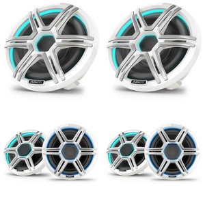 Garmin Fusion 2 Pairs Apollo AP-FL77SPW 7.7" LED Marine Speakers Sport Grills, White, Pair with 2 Garmin Fusion Apollo AP-SL10SPW 10" LED Marine Su... - 1 of 4