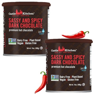 Castle Kitchen Spicy Hot Chocolate (2 Pack, 14oz Ea.) - Dairy Free, Vegan Mexican Hot Cocoa Mix made With Natural Chili Spiced Flavors