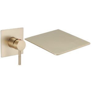 BWE Single Handle Wall Mount Spout Waterfall Bathroom Faucet in Brushed Gold - 1 of 4