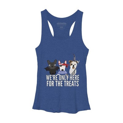 Women's Design By Humans Dog Halloween - We're Only Here For The Treats By PedigreePrints Racerback Tank Top