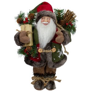 Northlight Rustic Santa Claus with Burlap Sack Standing Christmas Figure - 12" - 1 of 4