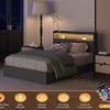 1Pc  Storage Bed Frame, Upholstered MDF Platform with LED Headboard & Charging Ports, No Box Spring Needed - Baofuwish - 2 of 4