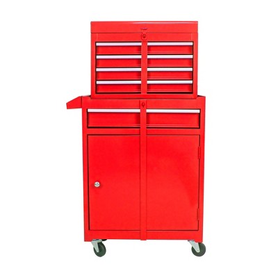 VYNXARIA Rolling Tool Chest,5-Drawer Organizer with Lockable Wheels,Sliding Drawers,Detachable Top&Adjustable Shelf,Garage Workshop Storage (Red)