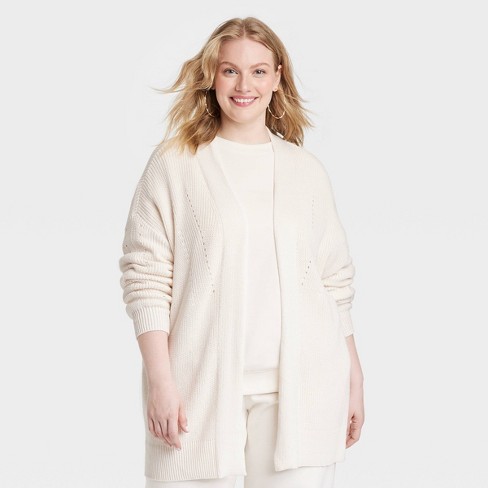 Long cream cardigan womens best sale