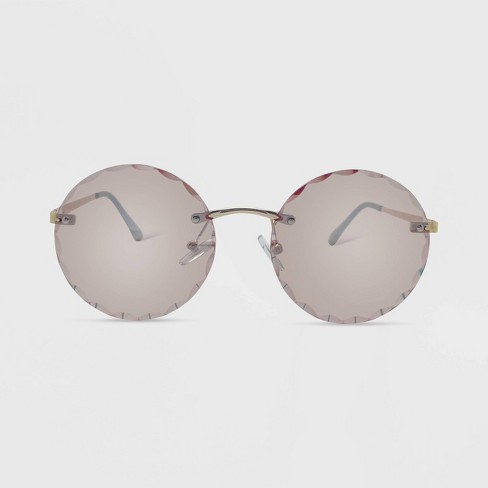 Pink Gold Round Sunglasses - Gold