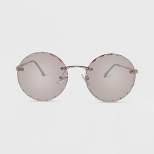Women's Metal Rimless Beveled Mirror Round Sunglasses - Wild Fable™ Rose Gold