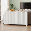 55"Fluted Sideboard Buffet Cabinet, Modern Credenza with Adjustable Shelves, Farmhouse Wood Accent Console Cabinet for Kitchen Living Room - 2 of 4