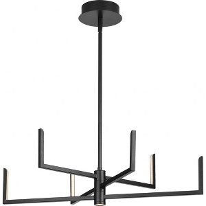 Progress Lighting Pivot 6-Light LED Modern Chandelier, Satin White Frosted Lens, Matte Black Steel, Canopy Included - 1 of 4