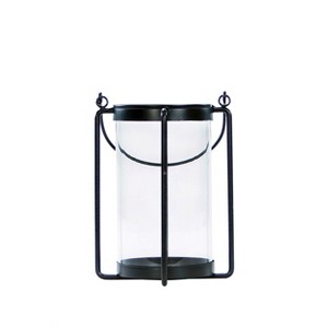VIP Metal 9.5 in. Black Wireframe Pillar Candle Holder Lantern - 1 of 4