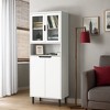 VANIRROR Tall Storage Bookcase with Tempered Glass Doors, Adjustable Shelves, Accent Cabinet For Living Room or Bedroom Storage Cabinet - 2 of 3