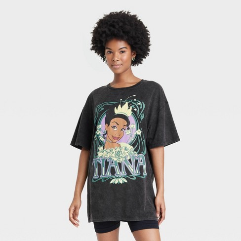 Women's Disney Princess Tiana Short Sleeve Graphic T-shirt Dress - Black :  Target