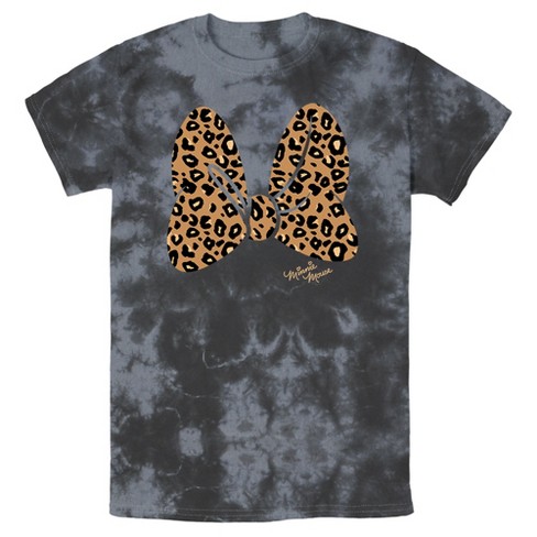 Men's Mickey & Friends Cheetah Print Minnie Mouse Bow Acid Wash T-shirt ...