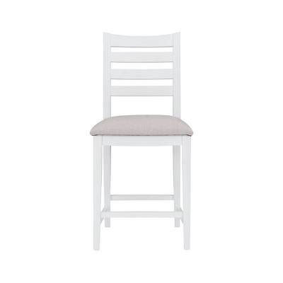 Set of 2 Off-White Upholstered Ladder Back Counter Stools