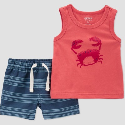 Image of Carter's Just One You®️ Baby Boys' Striped Top & Bottom Set - Blue 3M