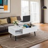 CENGHU 39" Wood Lift Top Coffee Table with Hidden Compartment and Storage Shelf, Dining Table with Wood Legs for Living Room, Reception Room, White - 2 of 4
