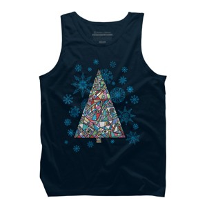 Men's Design By Humans Christmas fir-tree By xgdesign Tank Top - 1 of 3