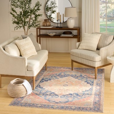Nourison Vintage Washables Medallion Traditional Indoor Non-Slip Flatweave Rug