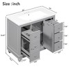 36" Contemporary Bathroom Vanity With Sink, 4 Drawers, 1 Cabinet Door and Adjustable Shelves 4W - ModernLuxe - 3 of 4