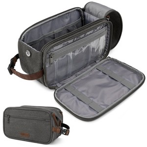 PAVILIA Toiletry Bag for Men Women, Canvas Travel Dopp Kit, Water Resistant Hygiene Toiletries Organizer, Shaving Accessories Bag - 1 of 4