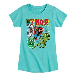 Girls' - Marvel - Thor Retro Comic Book Cover Fitted Short Sleeve Graphic T-Shirt - 1 of 4