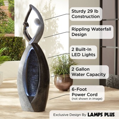 Dancing Couple Black and Gray Resin Outdoor Floor Water Fountain with LED Light
