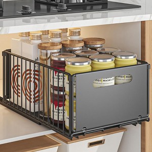 Slide Out Cabinet Organizer Heavy-Duty Carbon Steel Expandable Drawer Adjustable Sliding Shelf Under Sink Rack Shelf for Kitchen Pantry Bathroom - 1 of 4