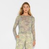 Women's Long Sleeve Boat Neck Henley Shirt - Wild Fable™ Camo - 2 of 4