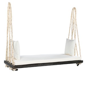 Gulches Patio Swings: Hanging Porch Swing Bench with Cushions, 10.8ft Ropes, Natural/ White/Black/Brown/Gray Finish - 1 of 4