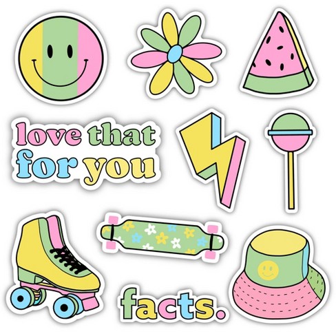 Cute sticker pack with love related images and icons isolated on a