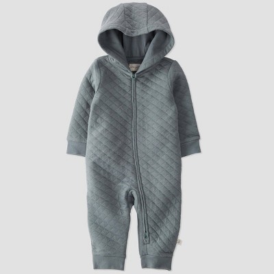 Little Planet by Carter’s Organic Baby Boys' Hooded Jumpsuit - Slate Gray Newborn